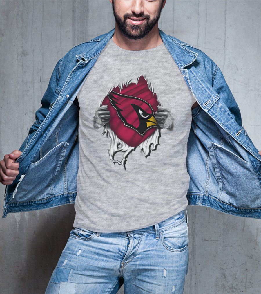 Torn Arizona Cardinals Logo Revealing Hidden Strength T-Shirt