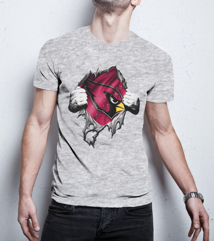 Torn Arizona Cardinals Logo With Ripped Effect And Aggressive Mascot Burst T-Shirt