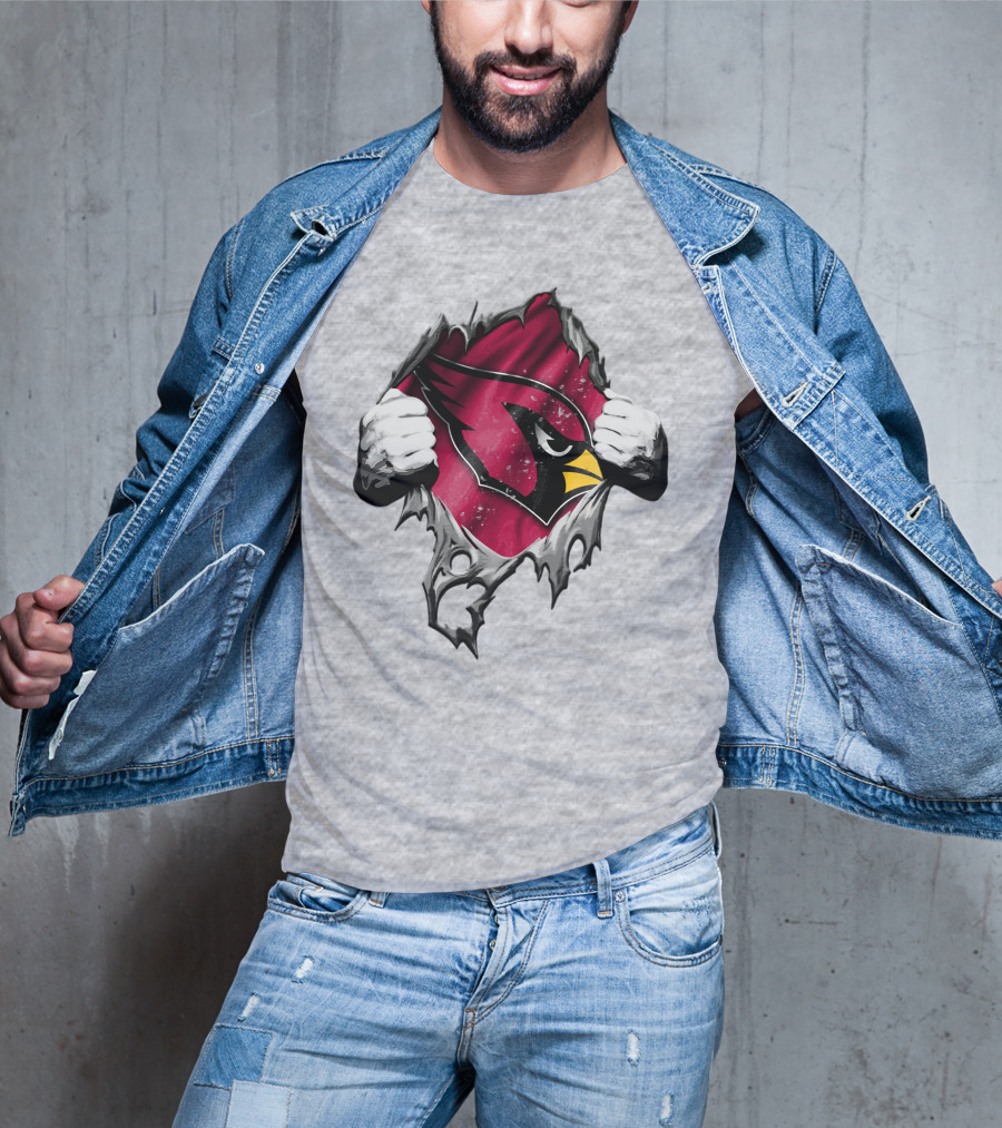 Torn Arizona Cardinals Logo With Ripped Effect And Aggressive Mascot Burst T-Shirt