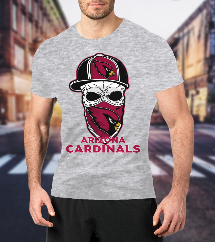 Arizona Cardinals Skull Hat T-Shirt