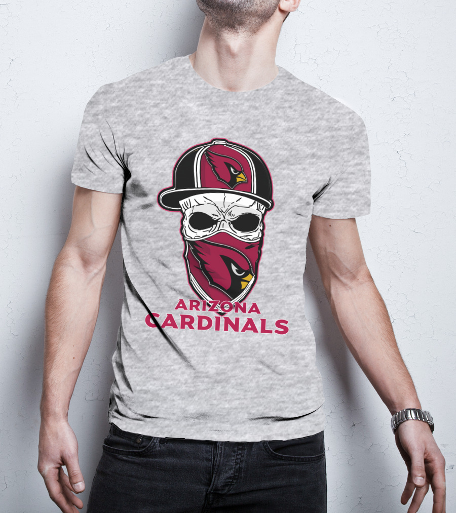 Arizona Cardinals Skull Hat T-Shirt