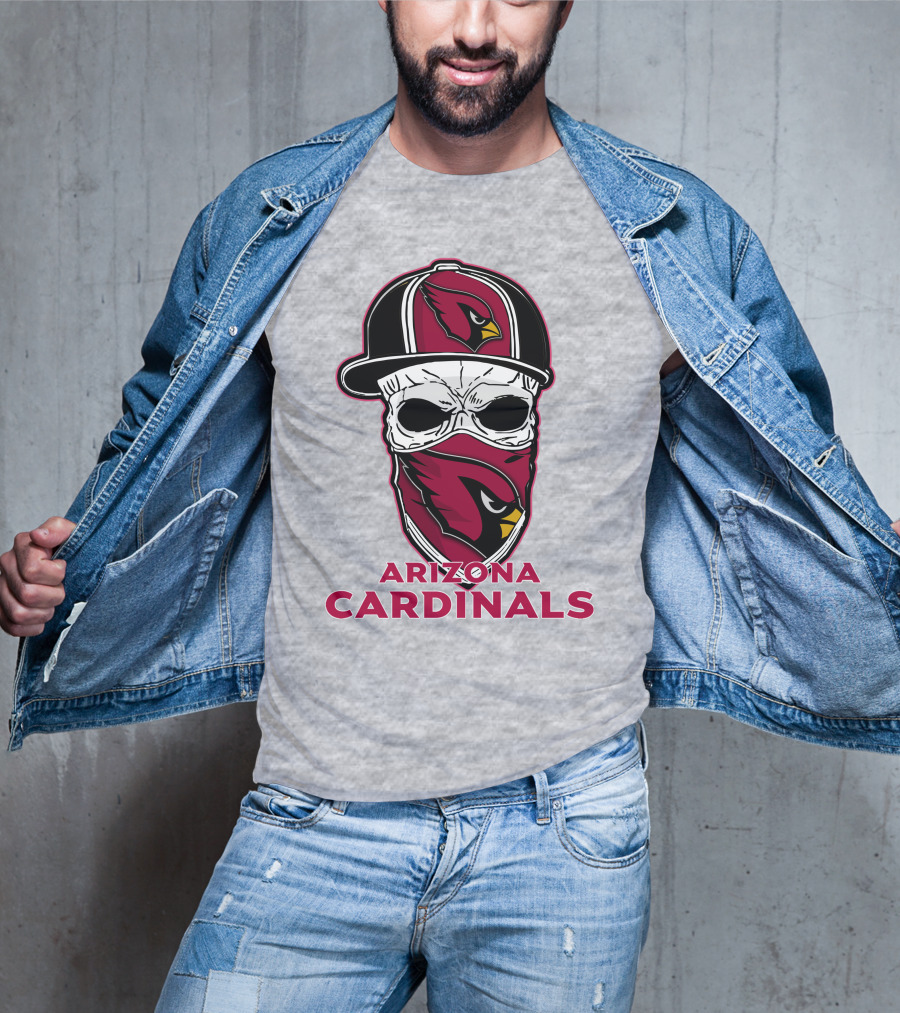 Arizona Cardinals Skull Hat T-Shirt