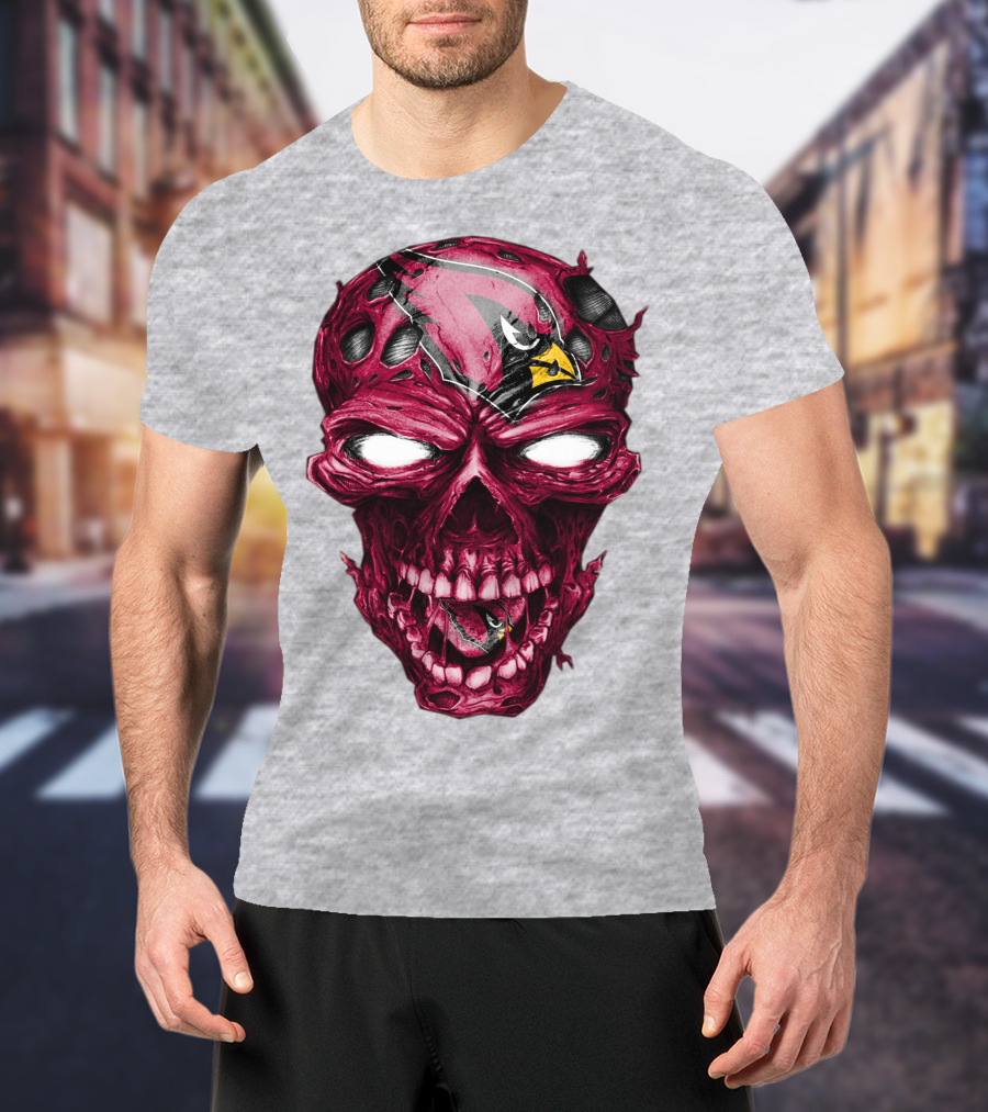 Skull V2 Arizona Cardinals Logo Fusion T-Shirt