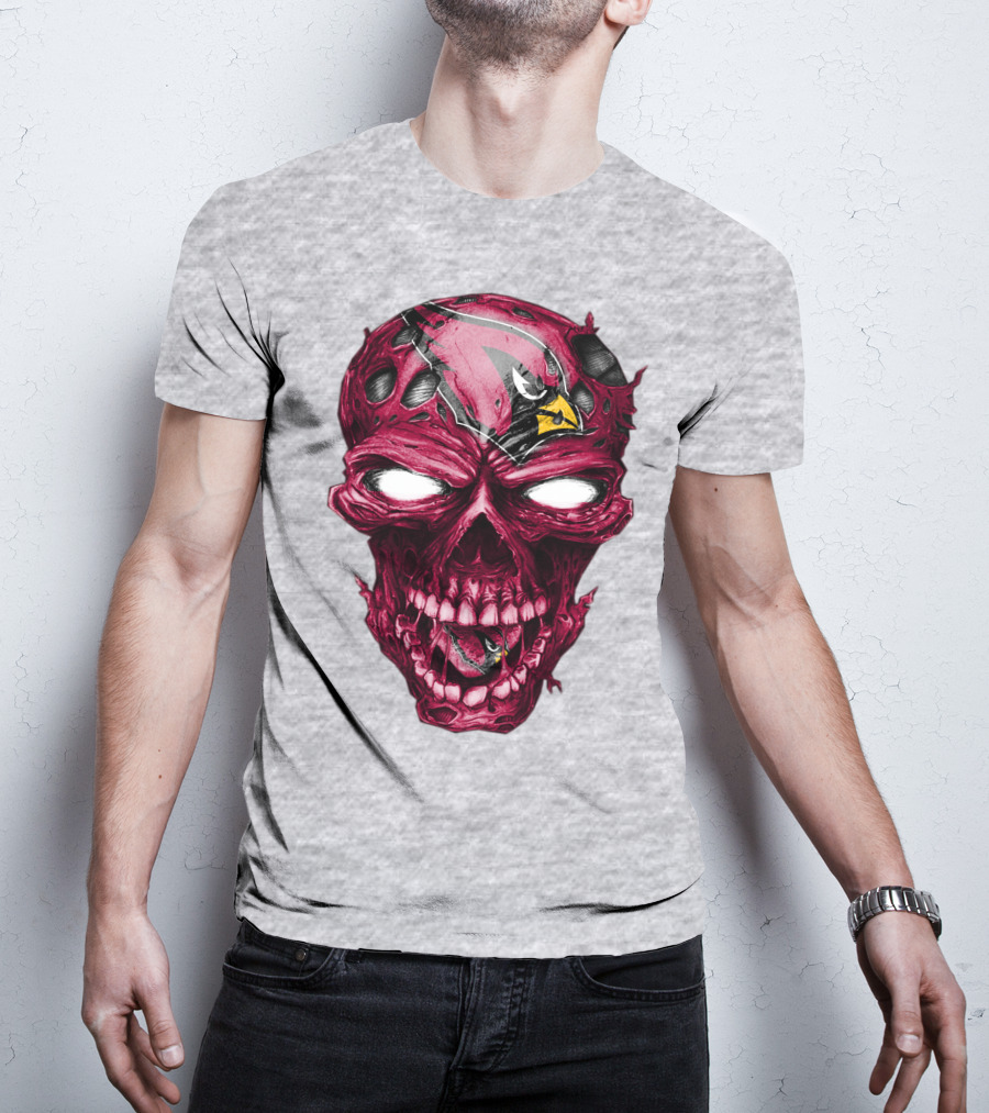 Skull V2 Arizona Cardinals Logo Fusion T-Shirt