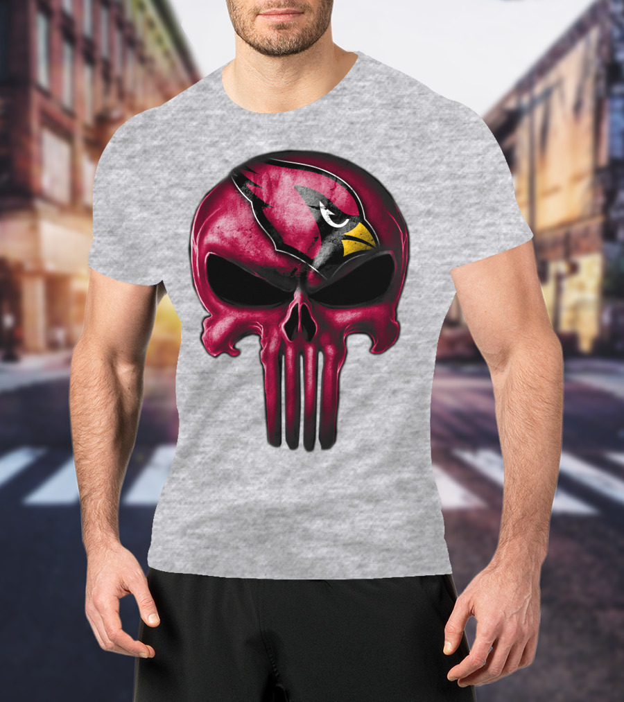 Skull Arizona Cardinals Logo Face T-Shirt