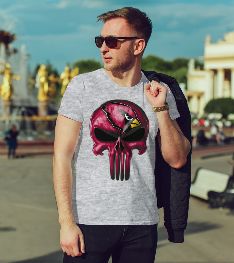 Skull Arizona Cardinals Logo Face T-Shirt
