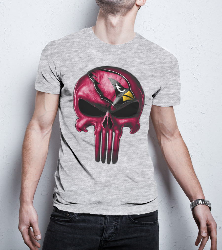 Skull Arizona Cardinals Logo Face T-Shirt