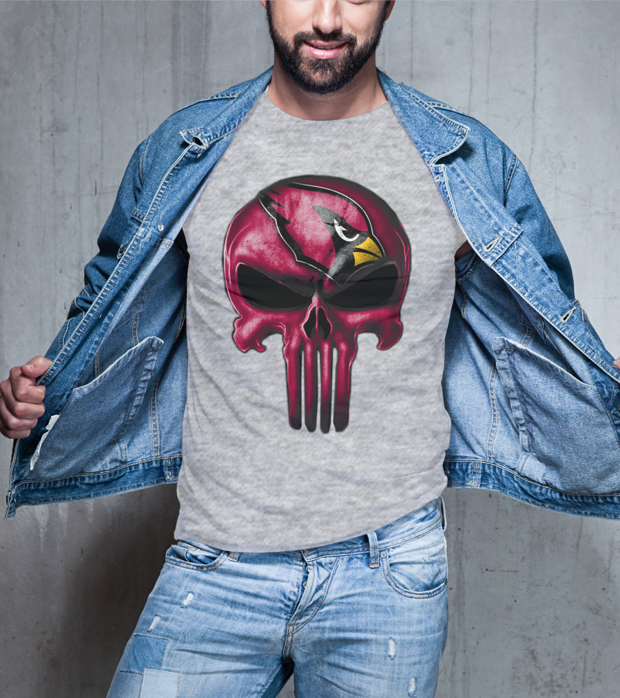 Skull Arizona Cardinals Logo Face T-Shirt