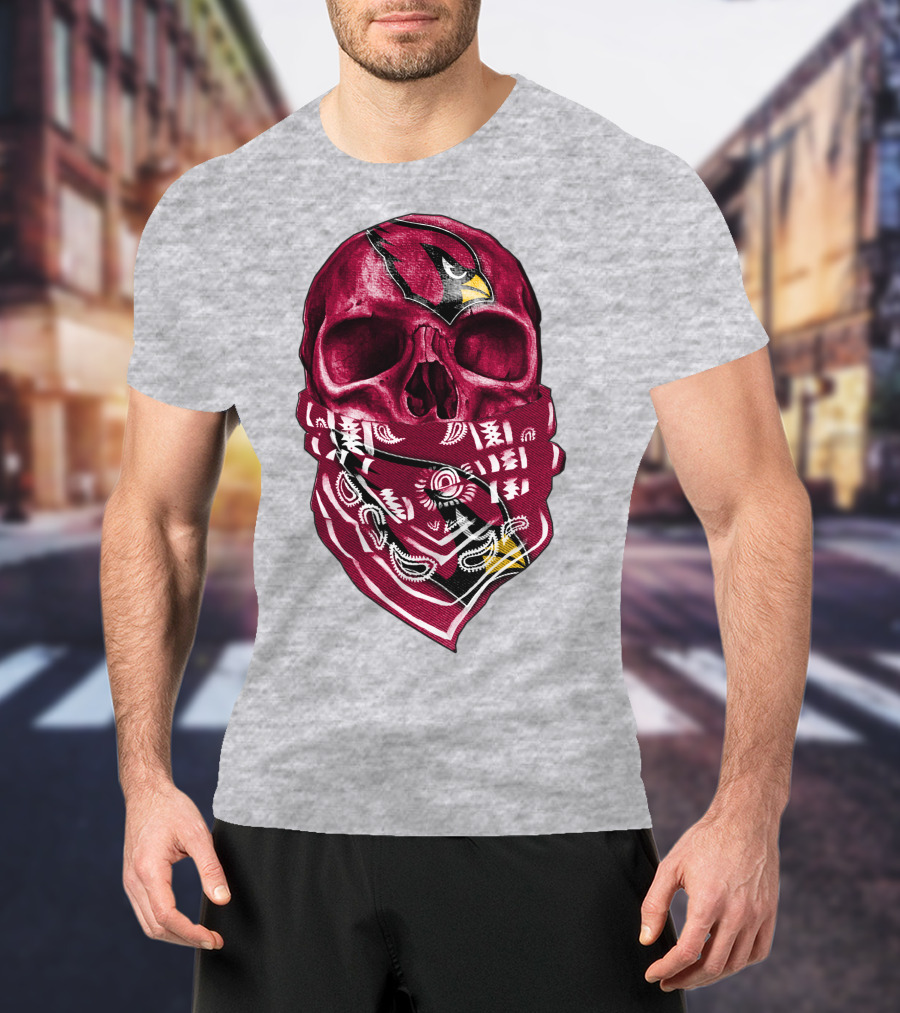 Arizona Cardinals Skull Bandana V5 T-Shirt