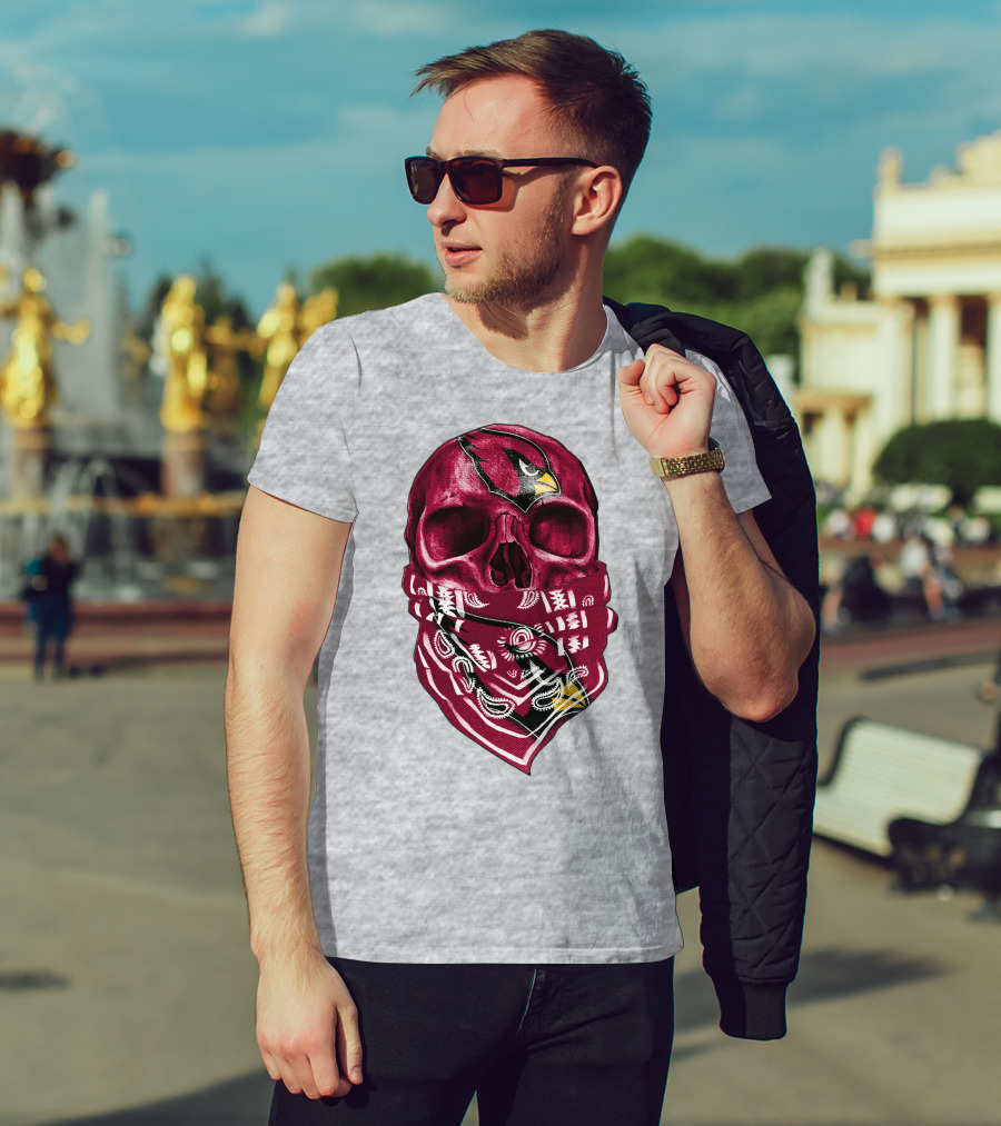 Arizona Cardinals Skull Bandana V5 T-Shirt