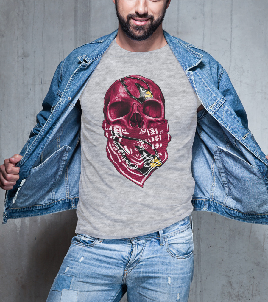 Arizona Cardinals Skull Bandana V5 T-Shirt
