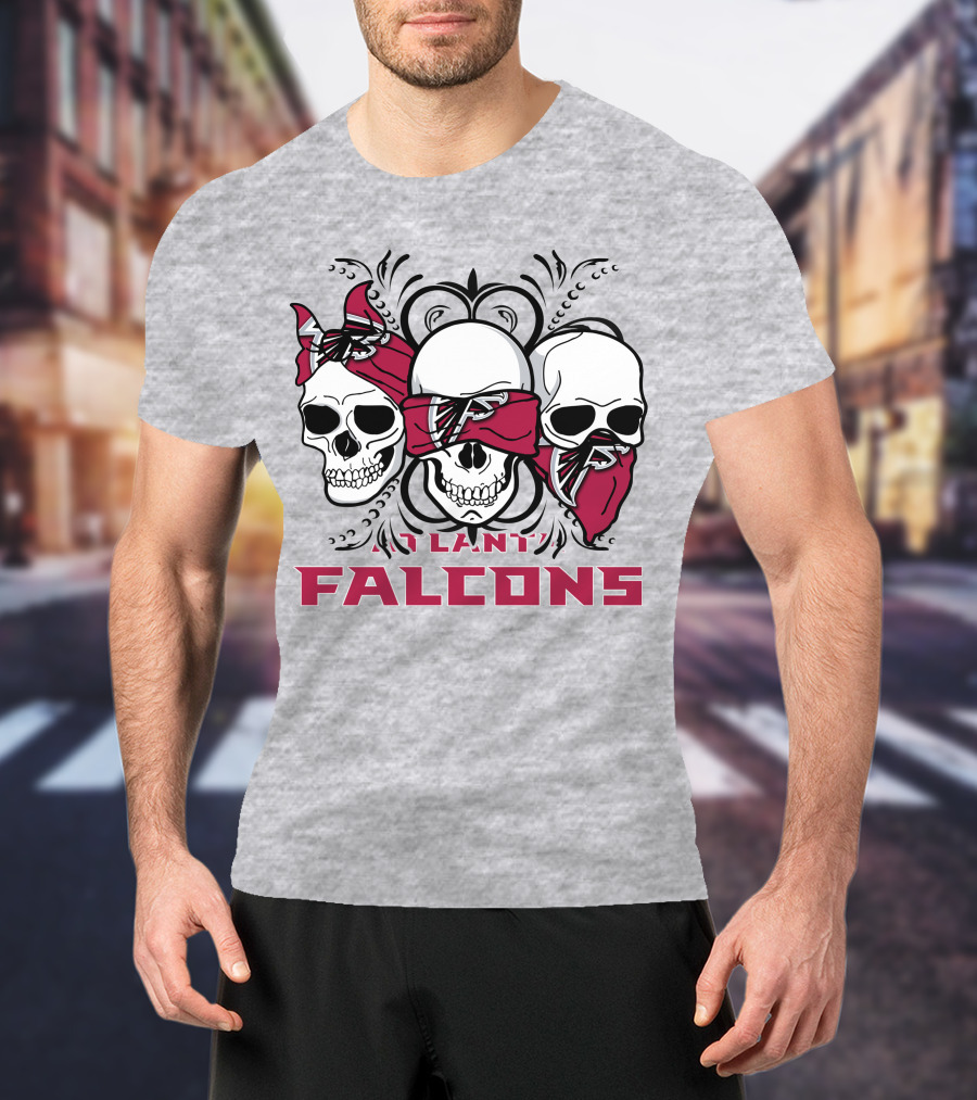 3 Skull Atlanta Falcons Bandana T-Shirt