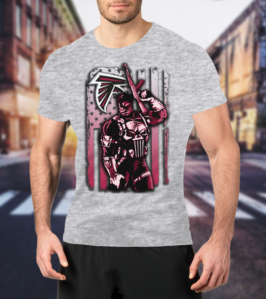 Atlanta Falcons Punisher Soldier American Flag T-Shirt
