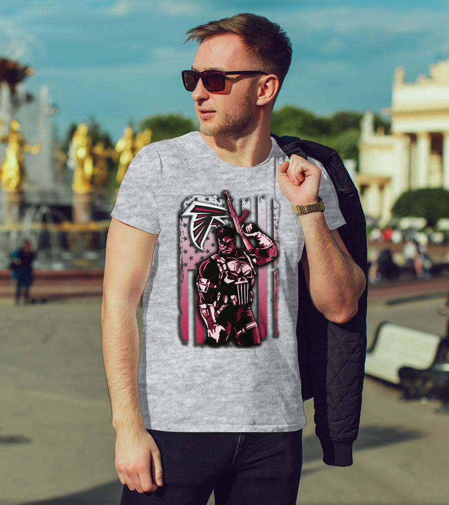 Atlanta Falcons Punisher Soldier American Flag T-Shirt