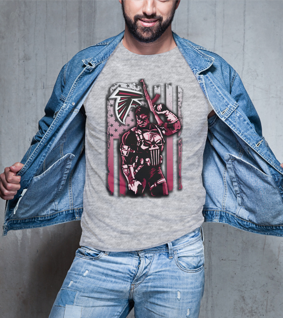 Atlanta Falcons Punisher Soldier American Flag T-Shirt