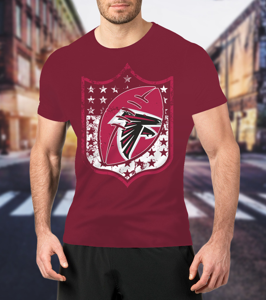 Atlanta Falcons Nfl Logo Shield 42 Red Football Stars T-Shirt