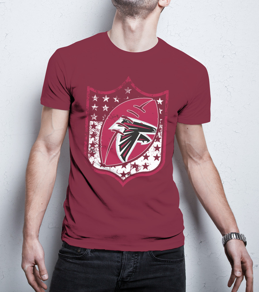 Atlanta Falcons Nfl Logo Shield 42 Red Football Stars T-Shirt