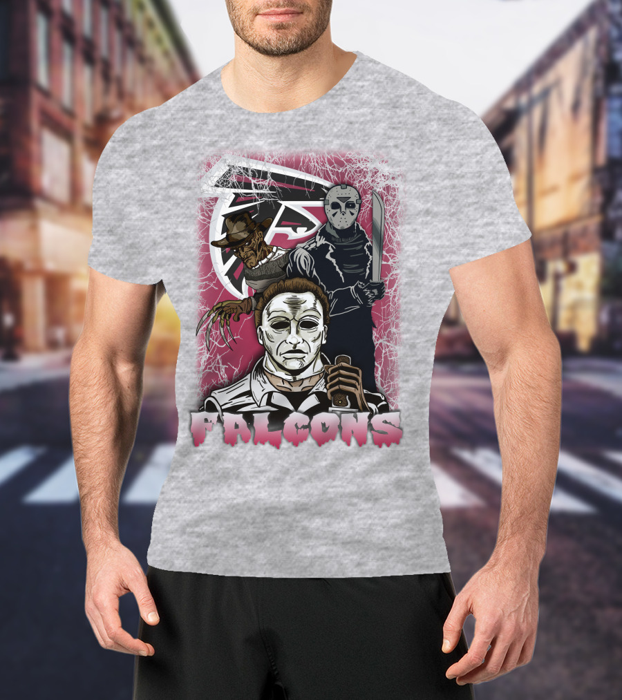 Atlanta Falcons Horror Villains Michael Myers Freddy Krueger Jason Voorhees T-Shirt