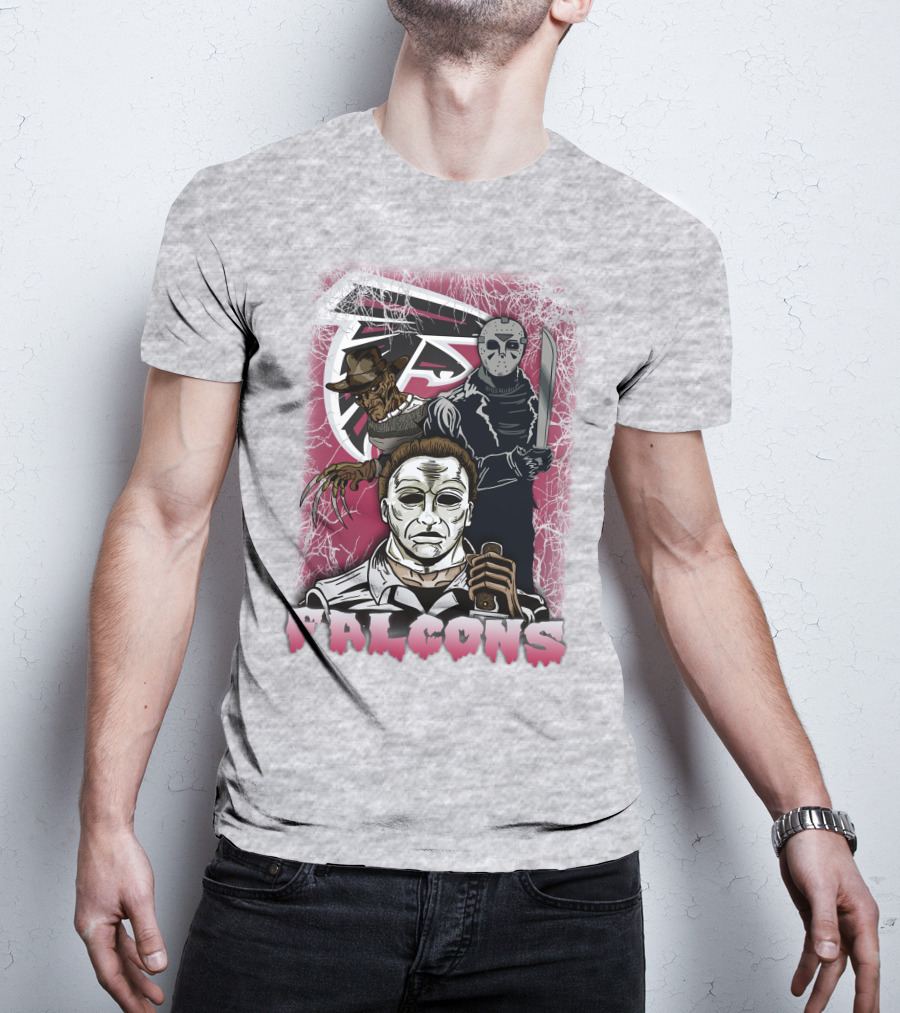 Atlanta Falcons Horror Villains Michael Myers Freddy Krueger Jason Voorhees T-Shirt