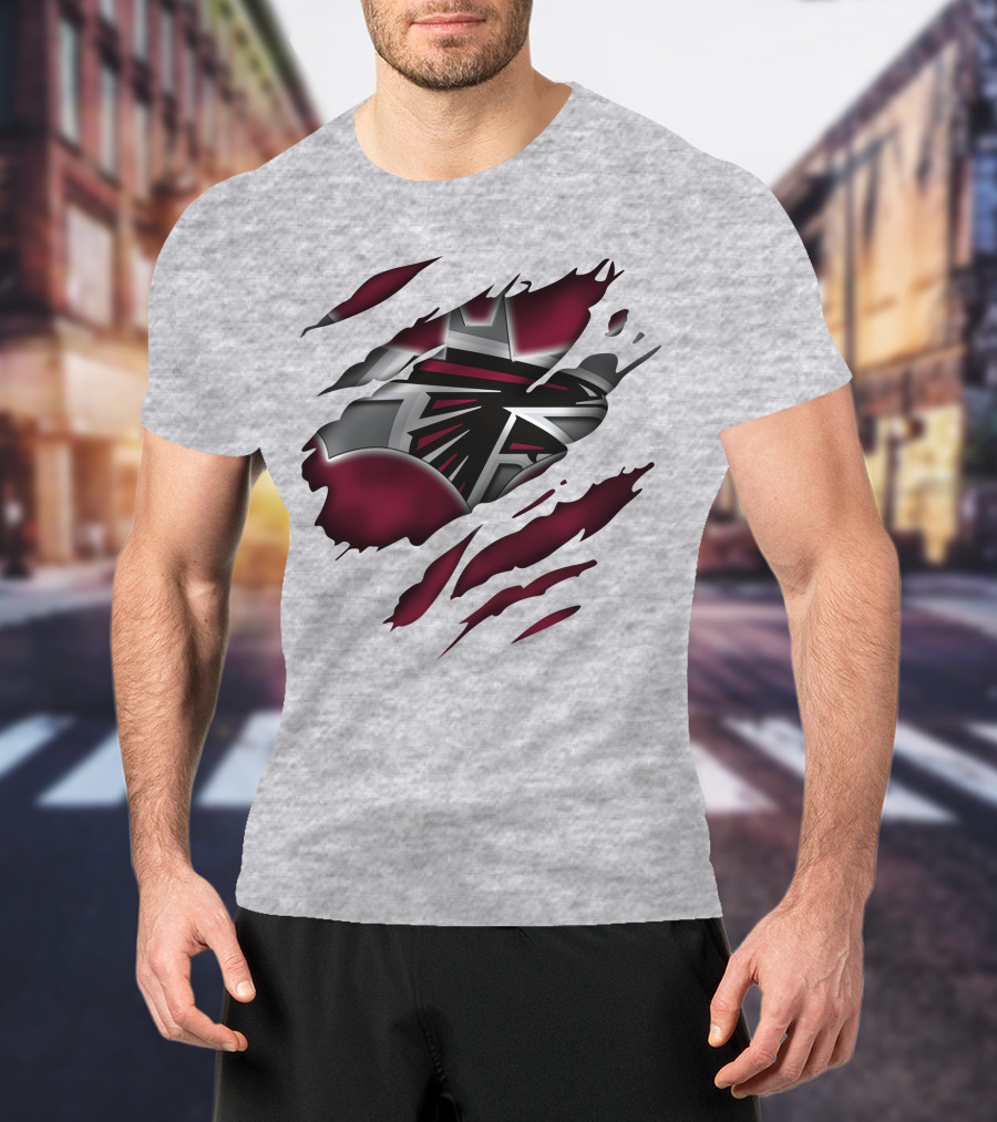 Atlanta Falcons Logo Ripped Claw Marks T-Shirt