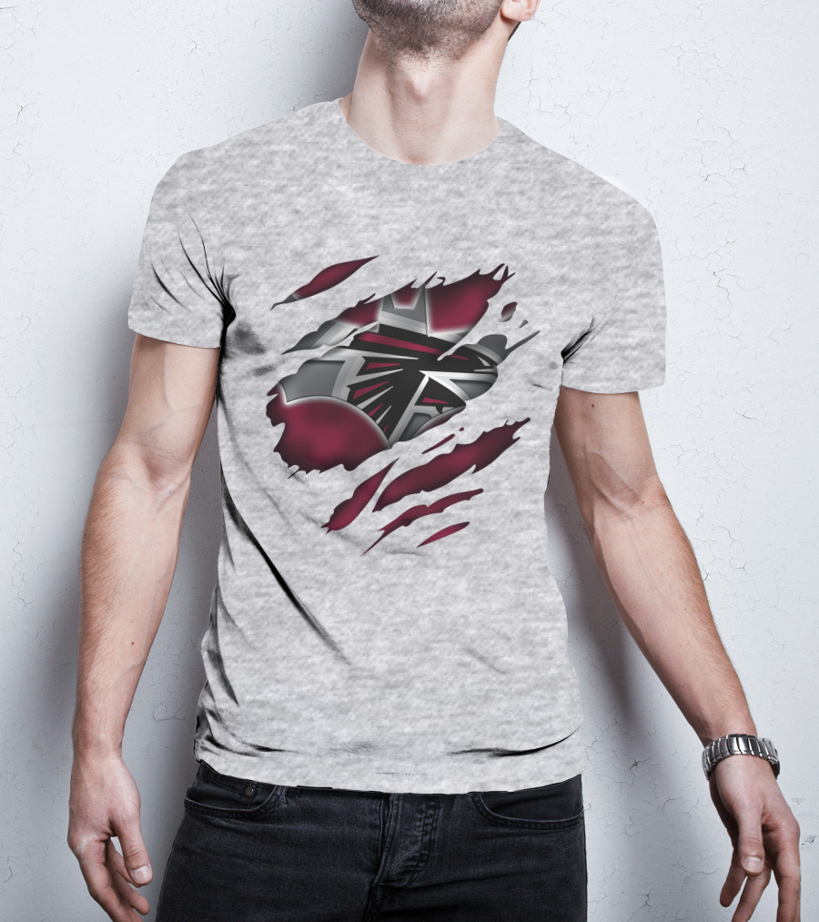 Atlanta Falcons Logo Ripped Claw Marks T-Shirt