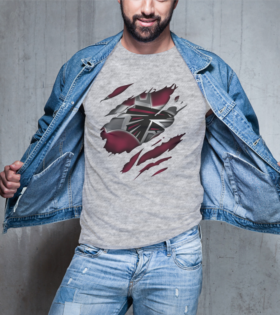 Atlanta Falcons Logo Ripped Claw Marks T-Shirt
