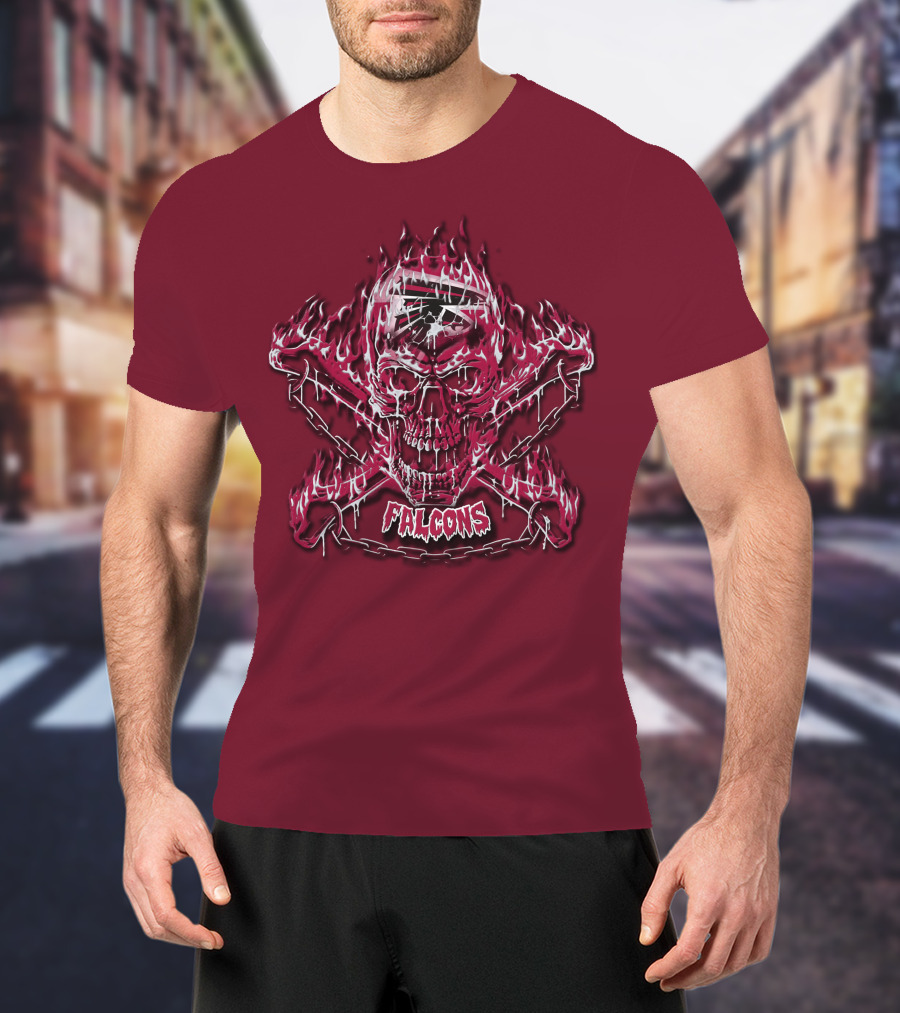 Atlanta Falcons Flaming Skull And Crossbones 53 T-Shirt