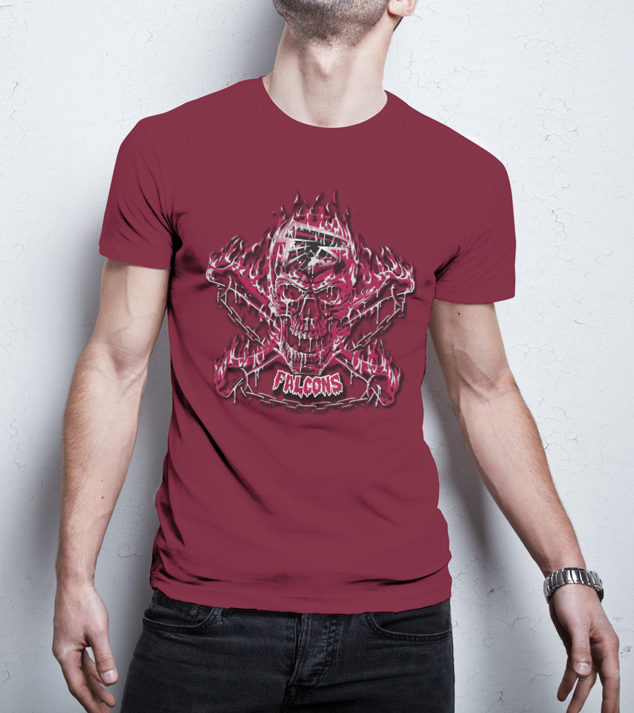 Atlanta Falcons Flaming Skull And Crossbones 53 T-Shirt