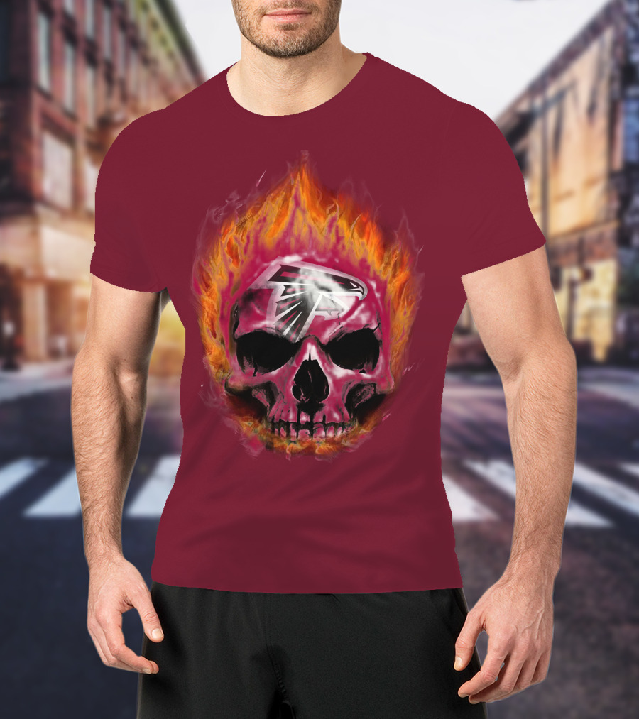 Atlanta Falcons Flaming Skull T-Shirt