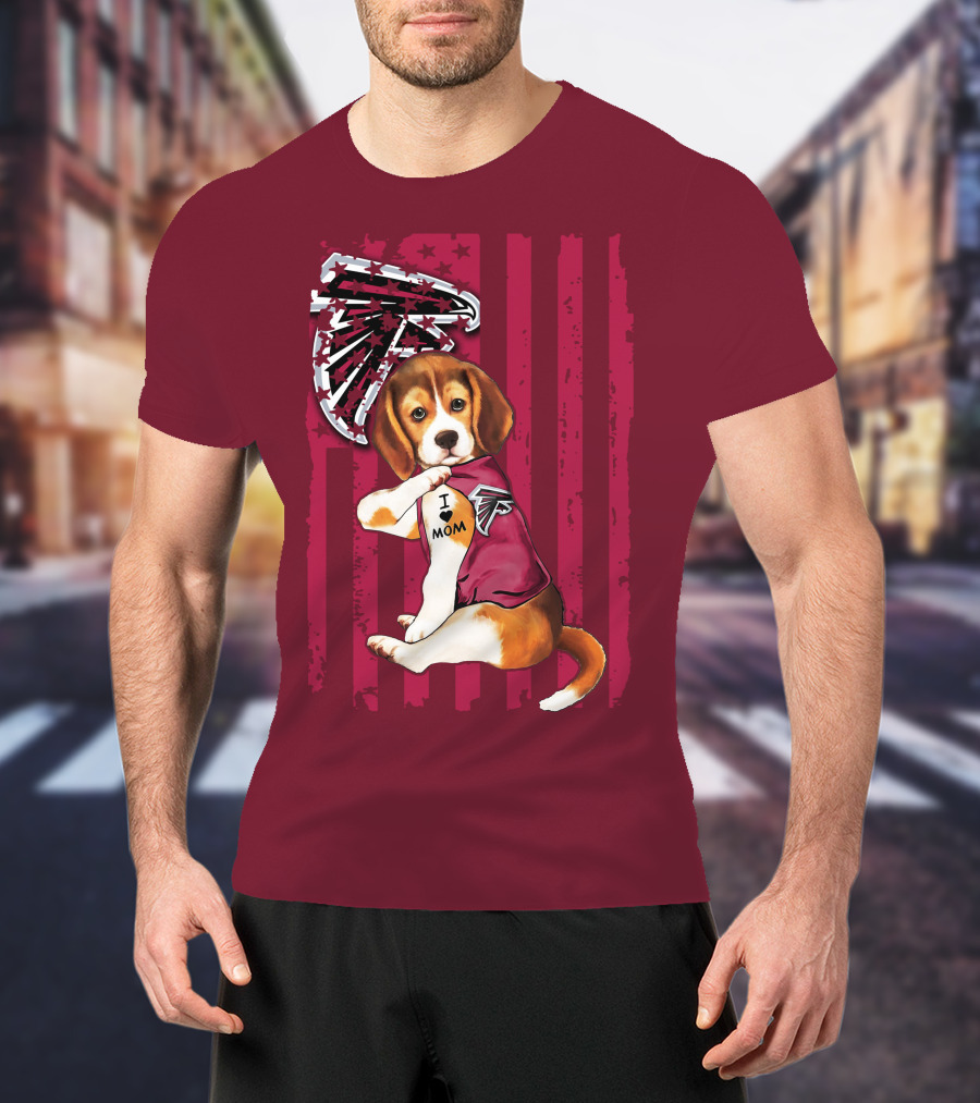 Beagle I Love Mom Atlanta Falcons T-Shirt