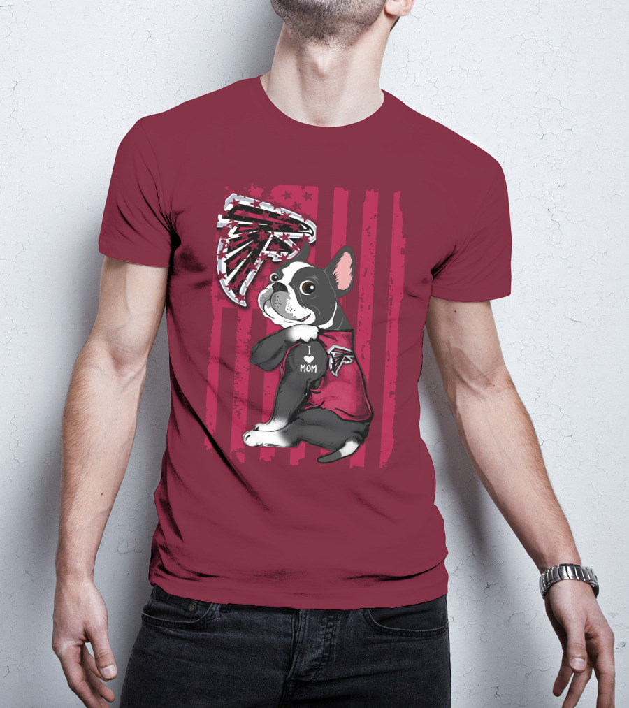 Boston Terrier I Love Mom Atlanta Falcons T-Shirt
