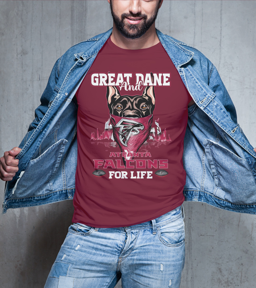 Great Dane And Atlanta Falcons For Life T-Shirt