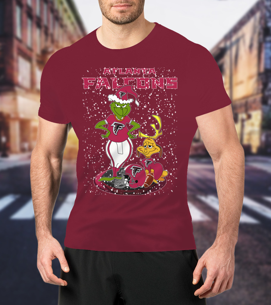 Atlanta Falcons Grinchxmas Snowy Holiday Characters T-Shirt