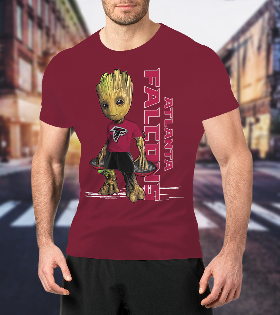 Groot Atlanta Falcons Fan Character Holding Atlanta Falcons T-Shirt