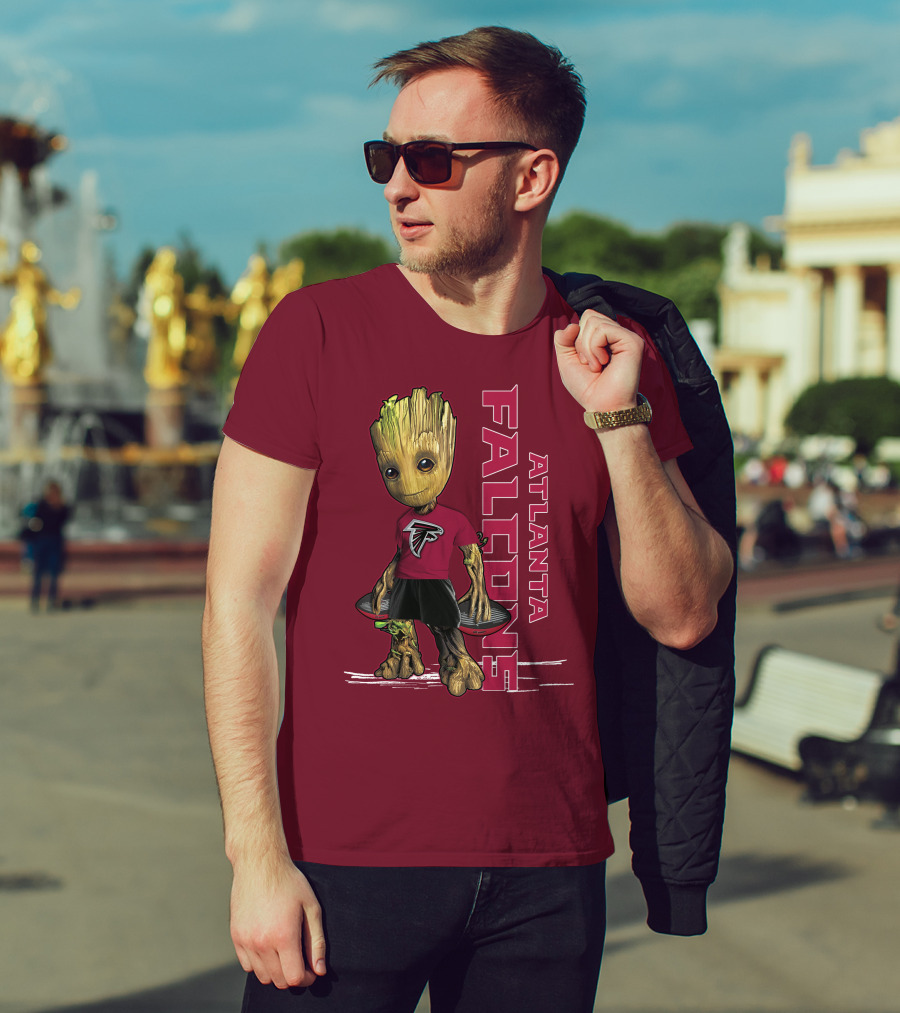 Groot Atlanta Falcons Fan Character Holding Atlanta Falcons T-Shirt