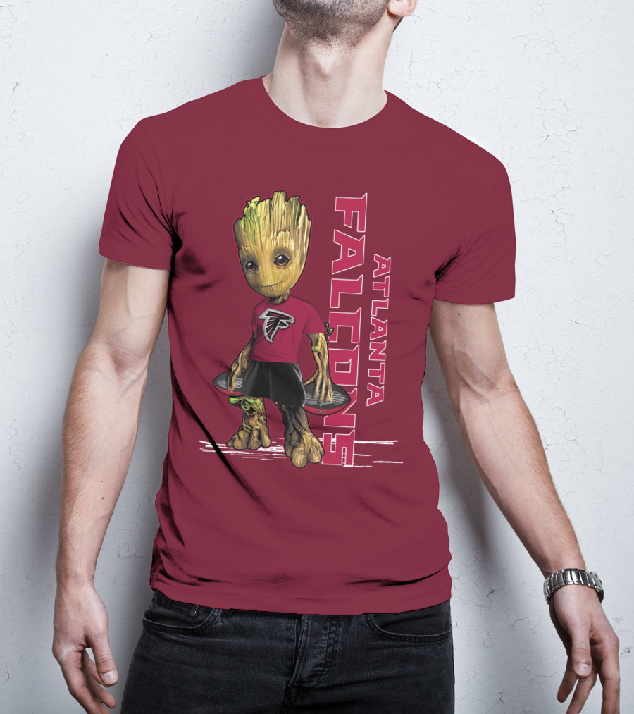 Groot Atlanta Falcons Fan Character Holding Atlanta Falcons T-Shirt