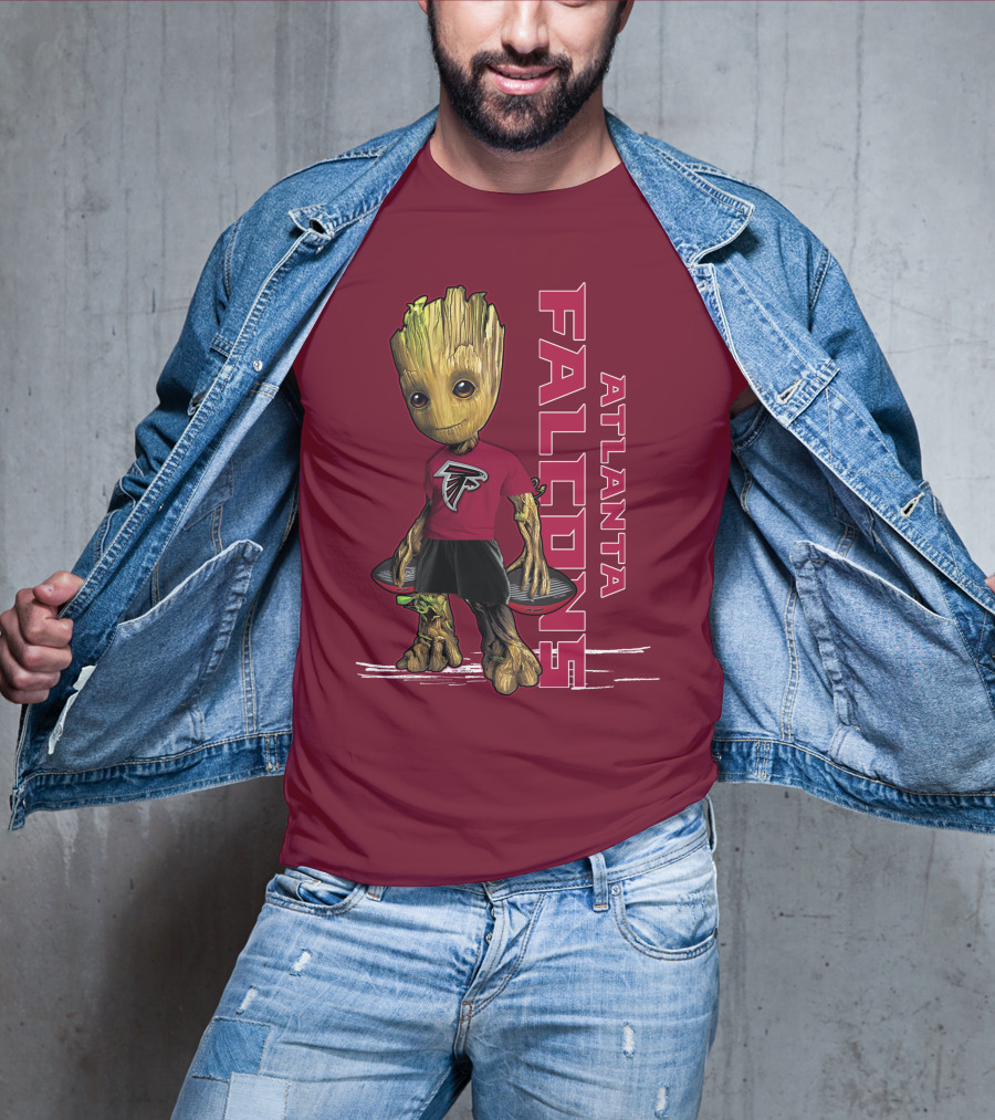 Groot Atlanta Falcons Fan Character Holding Atlanta Falcons T-Shirt