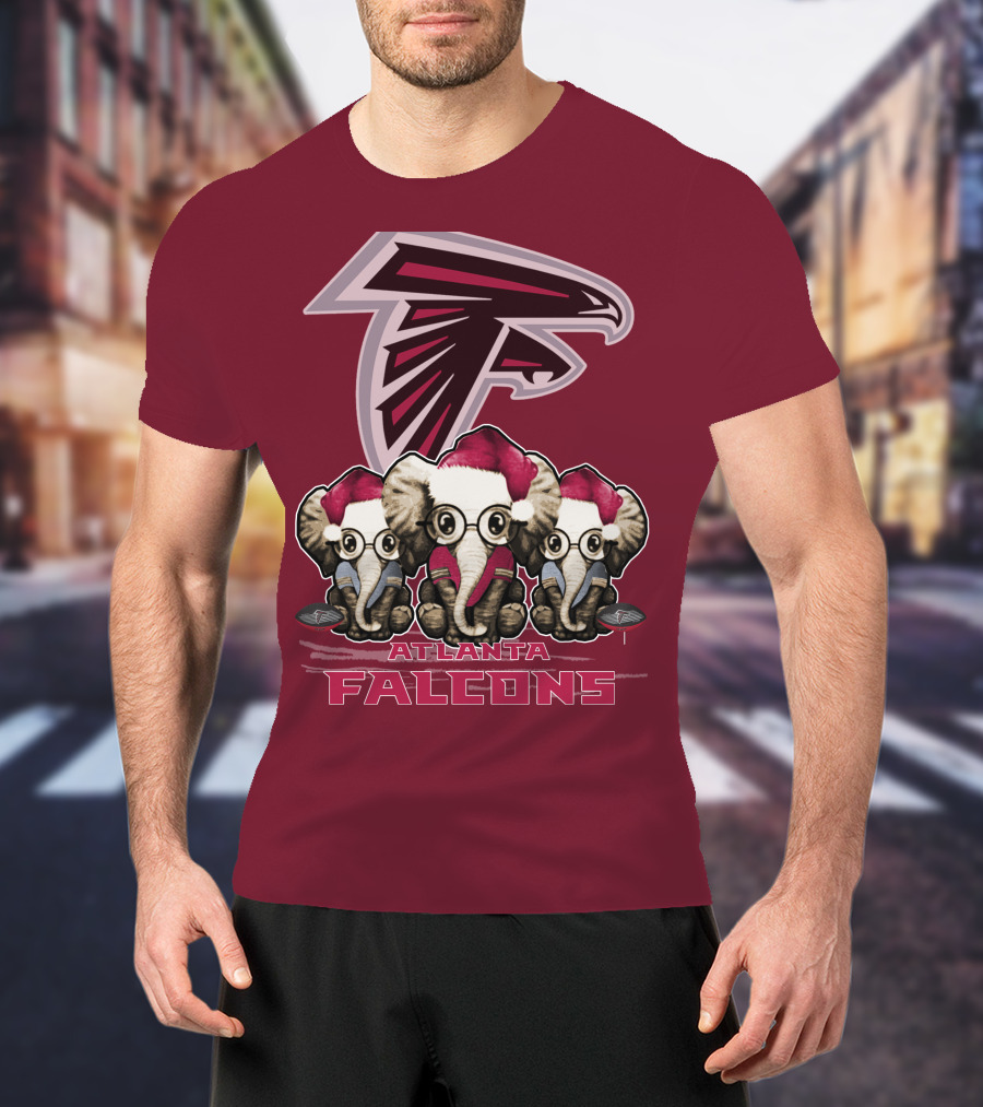 Atlanta Falcons Santa Elephants Christmas T-Shirt