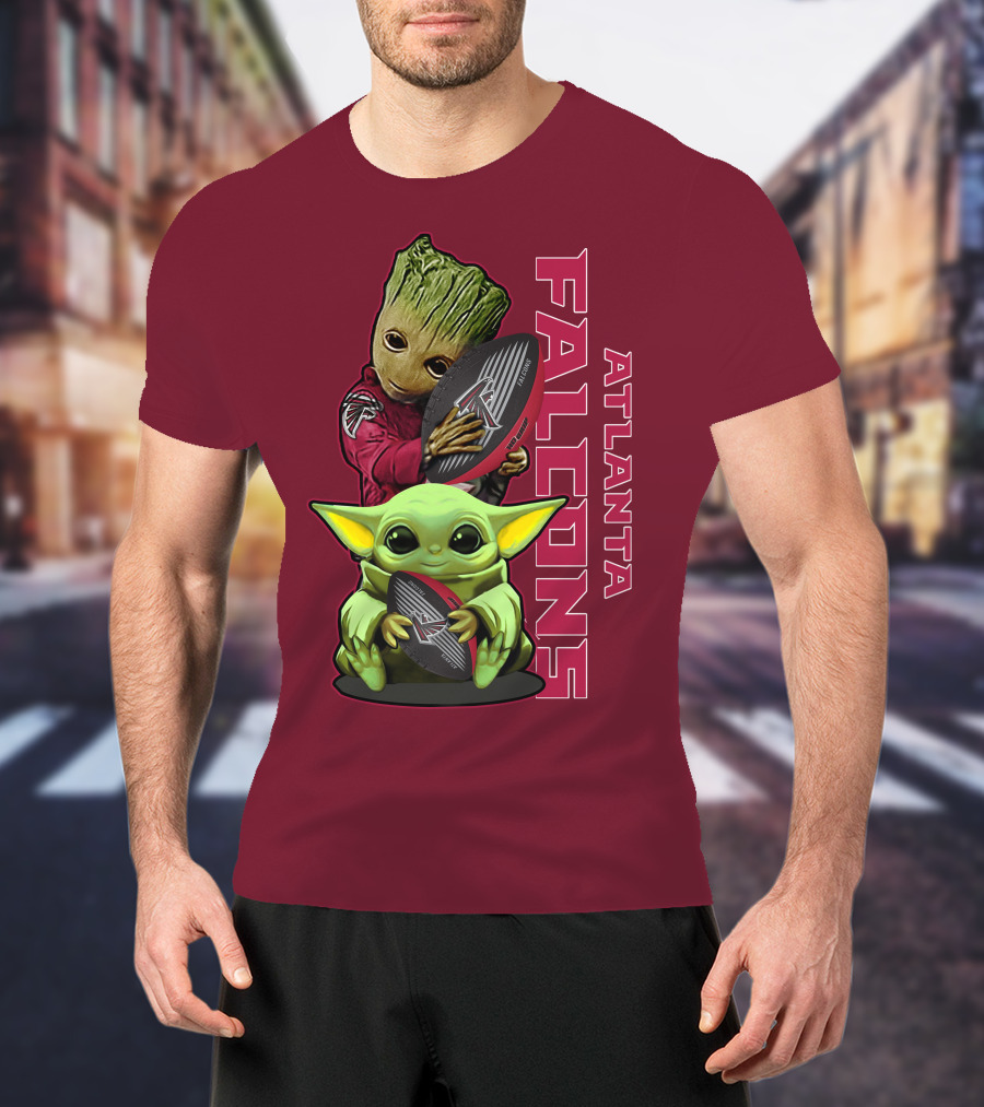 Grzd Atlanta Falcons Groot Baby Yoda Football T-Shirt