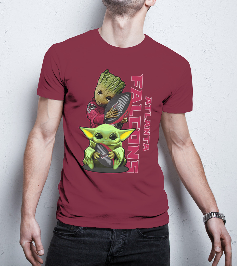 Grzd Atlanta Falcons Groot Baby Yoda Football T-Shirt