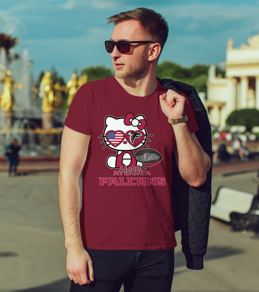 Hello Kitty Atlanta Falcons American Flag Football T-Shirt