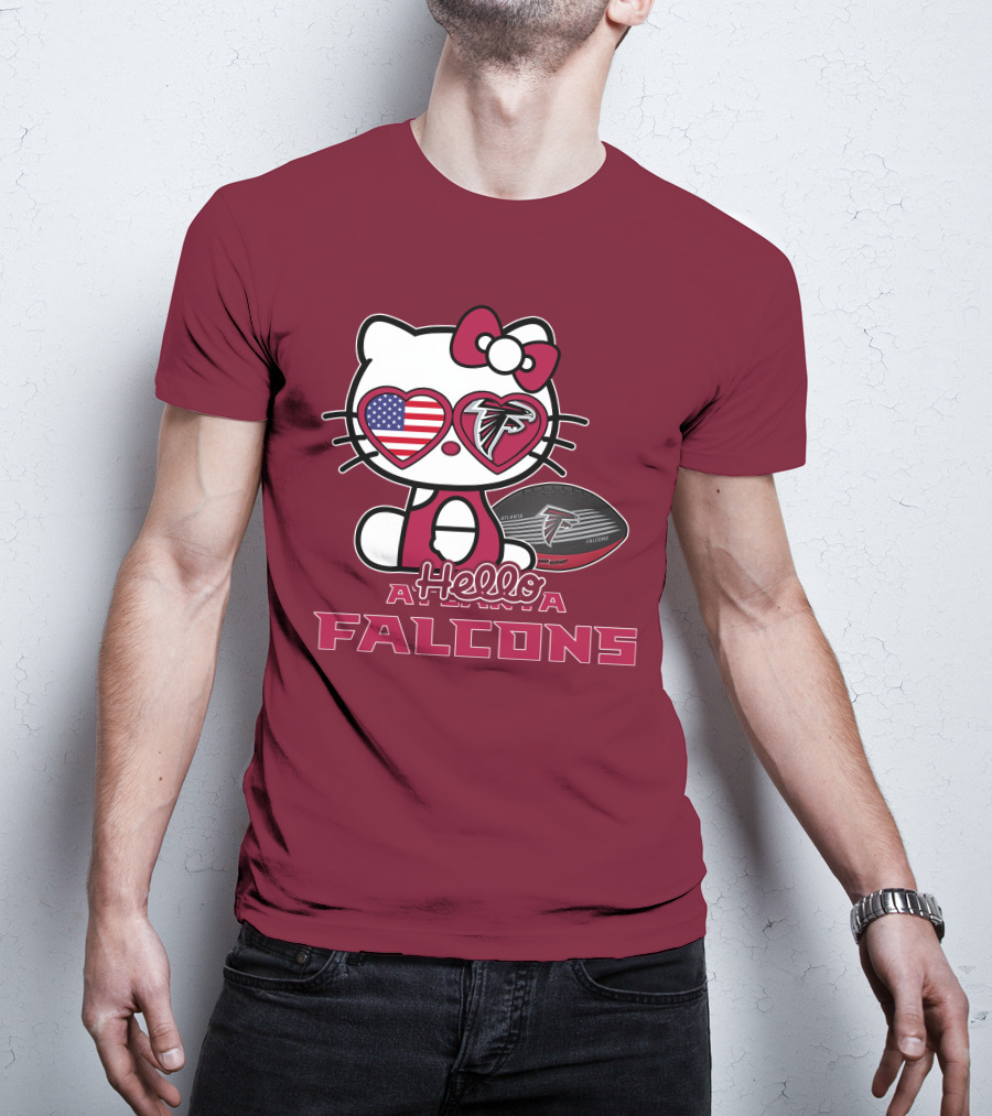 Hello Kitty Atlanta Falcons American Flag Football T-Shirt