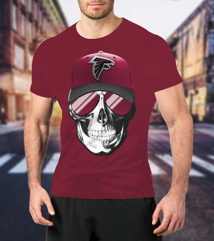 Atlanta Falcons Skull Cap With Reflective Glasses T-Shirt