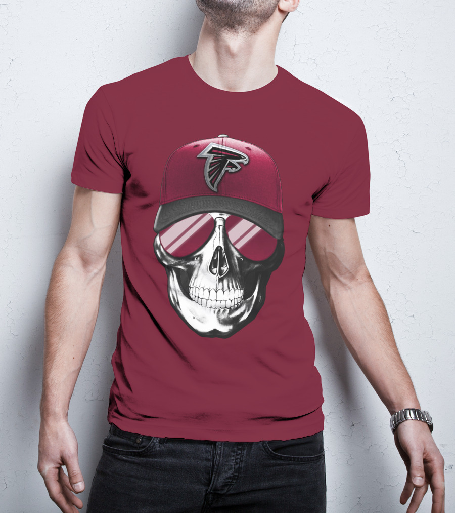 Atlanta Falcons Skull Cap With Reflective Glasses T-Shirt