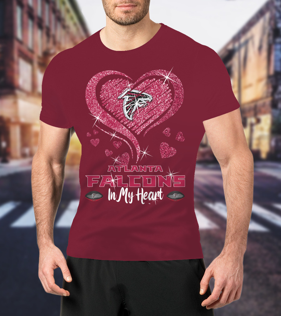 Atlanta Falcons Sparkling Heart Design In My Heart T-Shirt