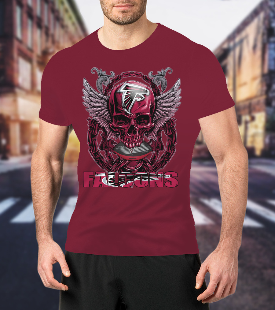 Skullfb Atlanta Falcons Winged Skull T-Shirt
