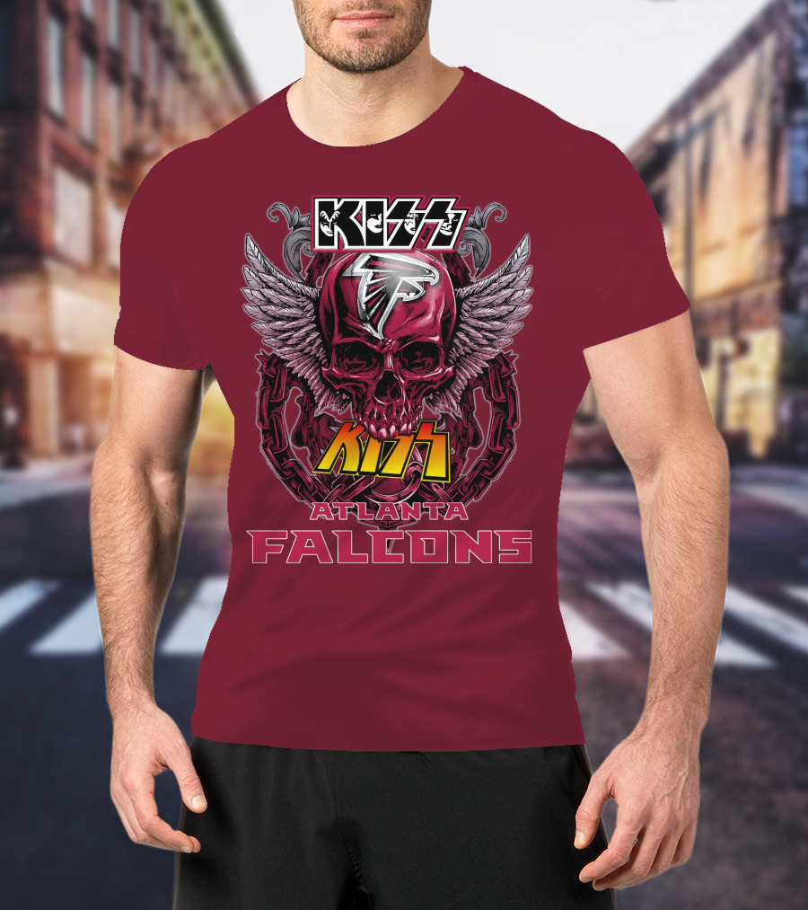 Kiss Atlanta Falcons Skull Winged T-Shirt