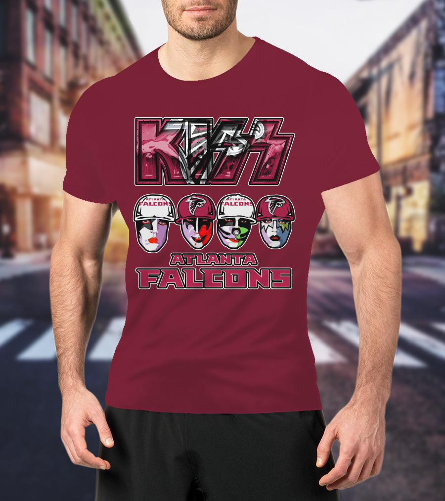 Kiss Atlanta Falcons Faces Logo NFL Band Crossover T-Shirt