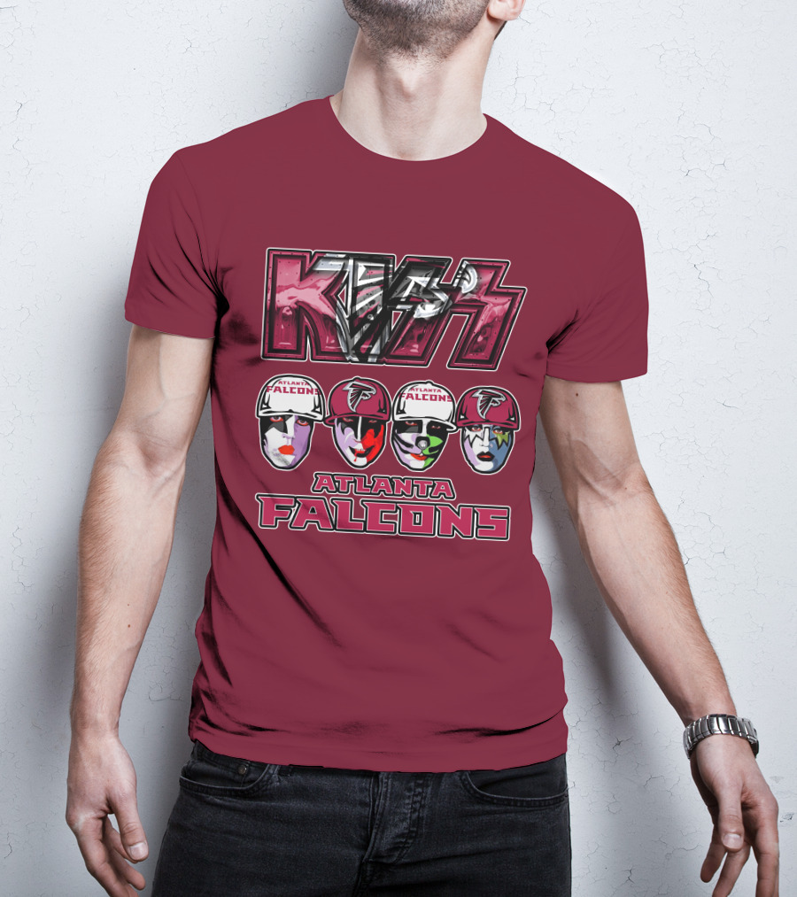 Kiss Atlanta Falcons Faces Logo NFL Band Crossover T-Shirt