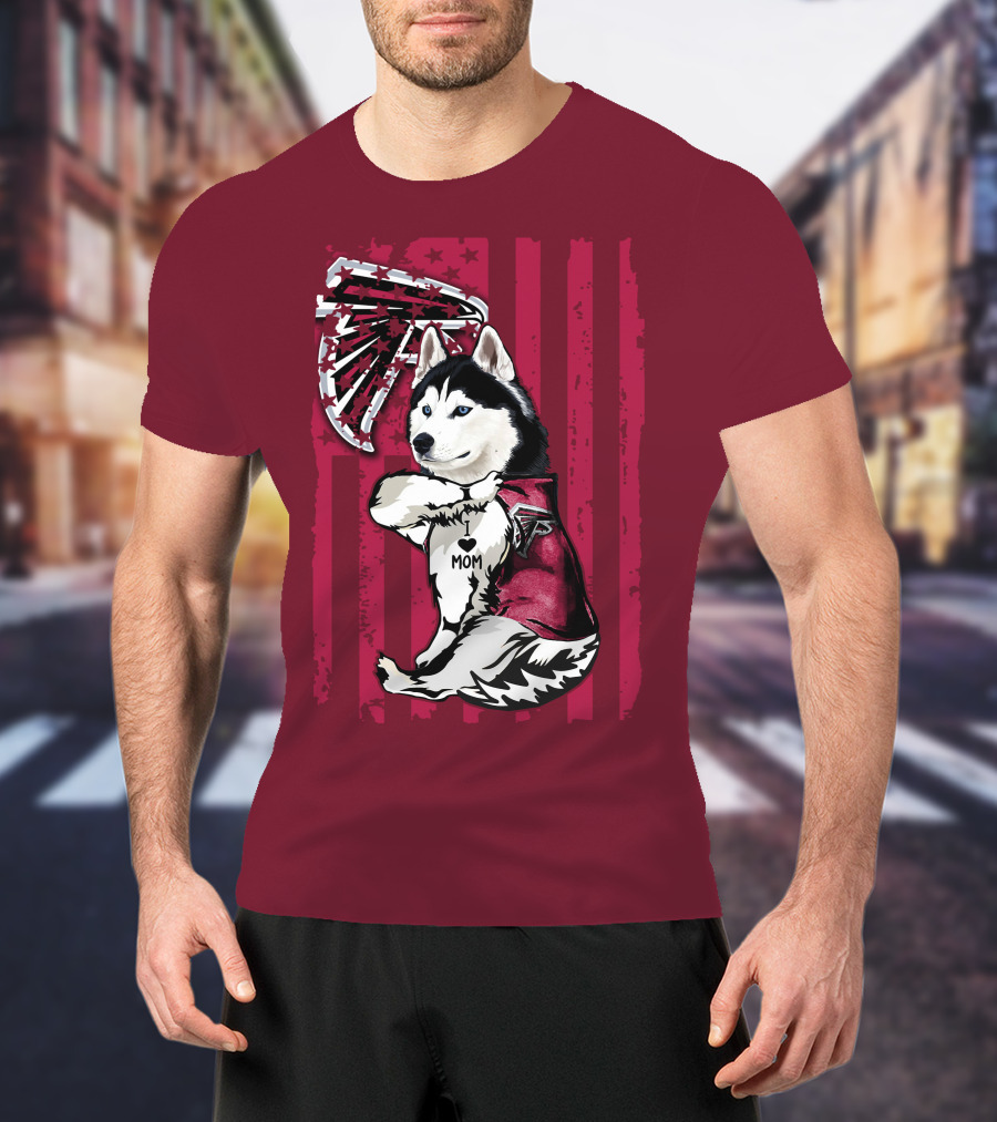 Siberian Husky I Love Mom Atlanta Falcons T-Shirt